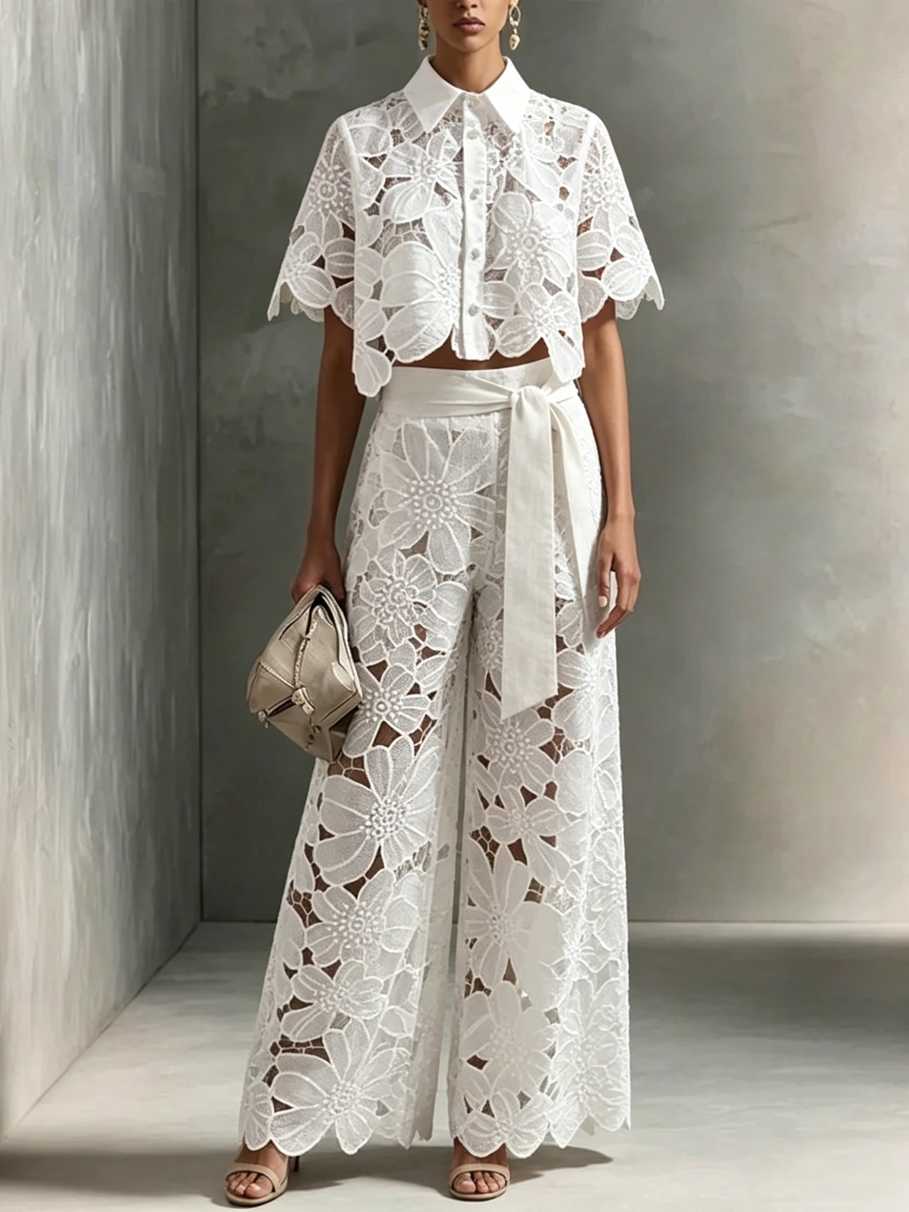 Women'S Formal Wear With Pants - Elegant Women's Sets Sexy Lace Hollow