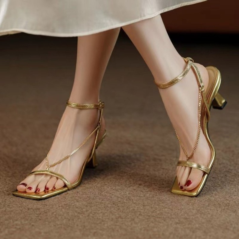 Women Chain Sandals High Heels - Women'S Formal Wear For Wedding avaliação e preço