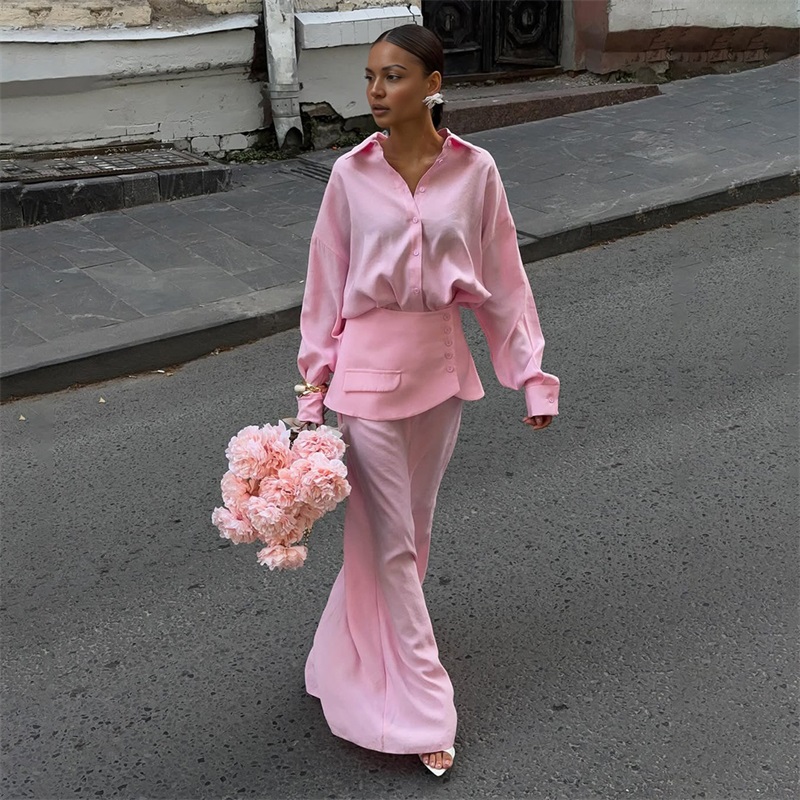Autumn Pink Black Women Suit S - Women Formal Wear Shirts avaliação e preço