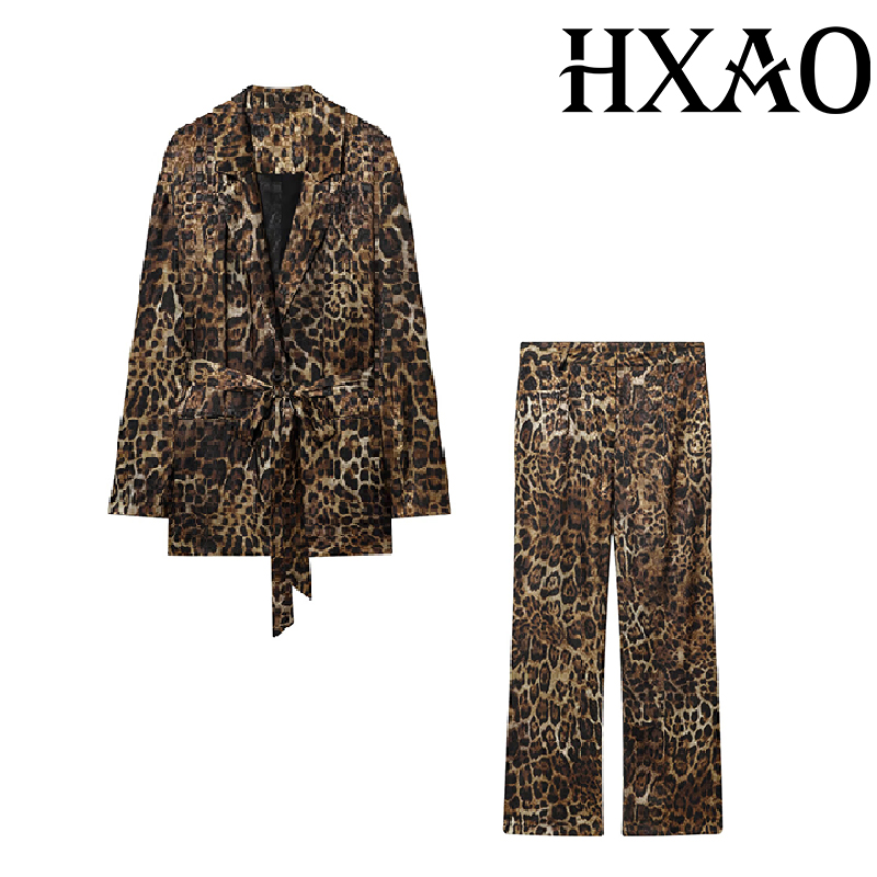 HXAO Leopard Pants Sets 2 Piec - Women'S Formal Wear With Pants avaliação e preço
