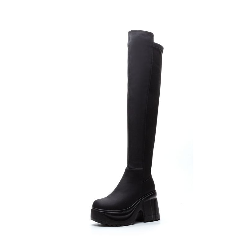 Womens Knee High Thick Sole Wi - Women Formal Wear Heels avaliação e preço