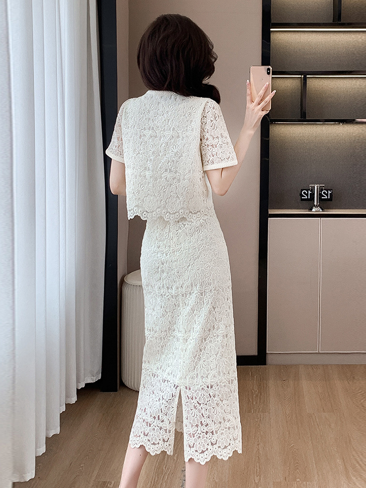 Summer Women Elegant Lace Flor - Pencil Skirt Midi avaliação e preço