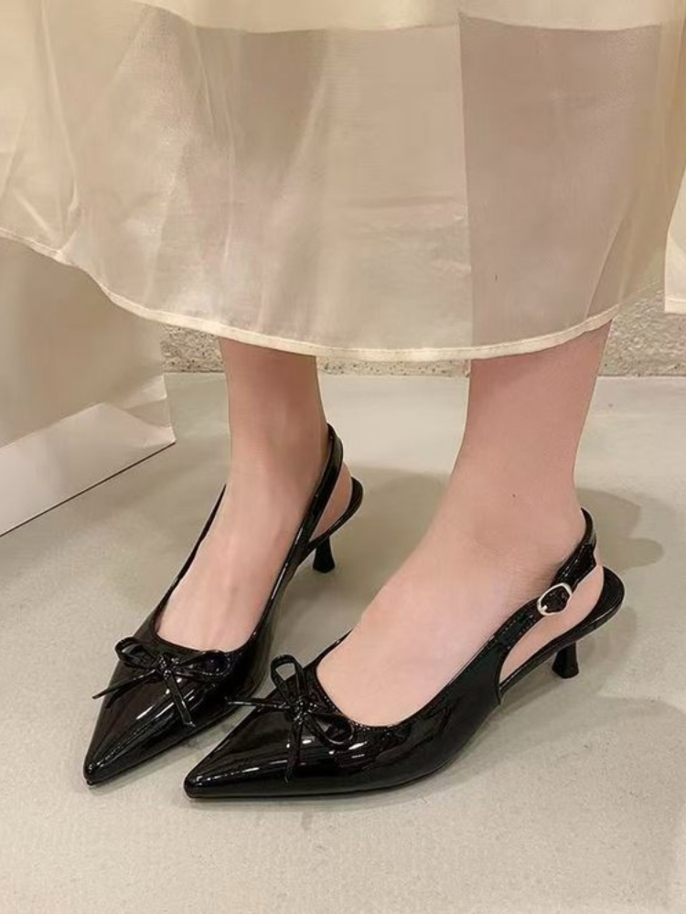Women Patent Leather Bow Point - Women Formal Office Wear Shoes avaliação e preço
