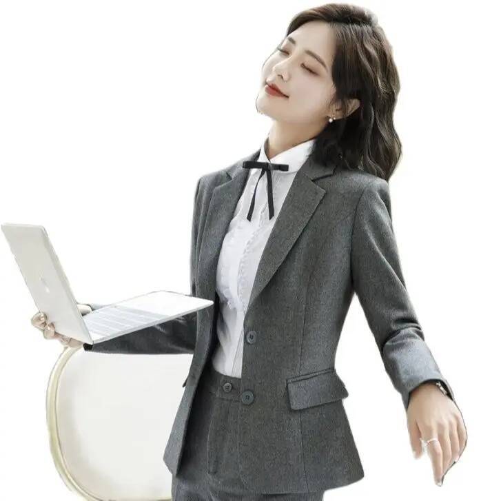 Novelty Gray Formal Blazers an - Women Formal Office Wear Tops avaliação e preço