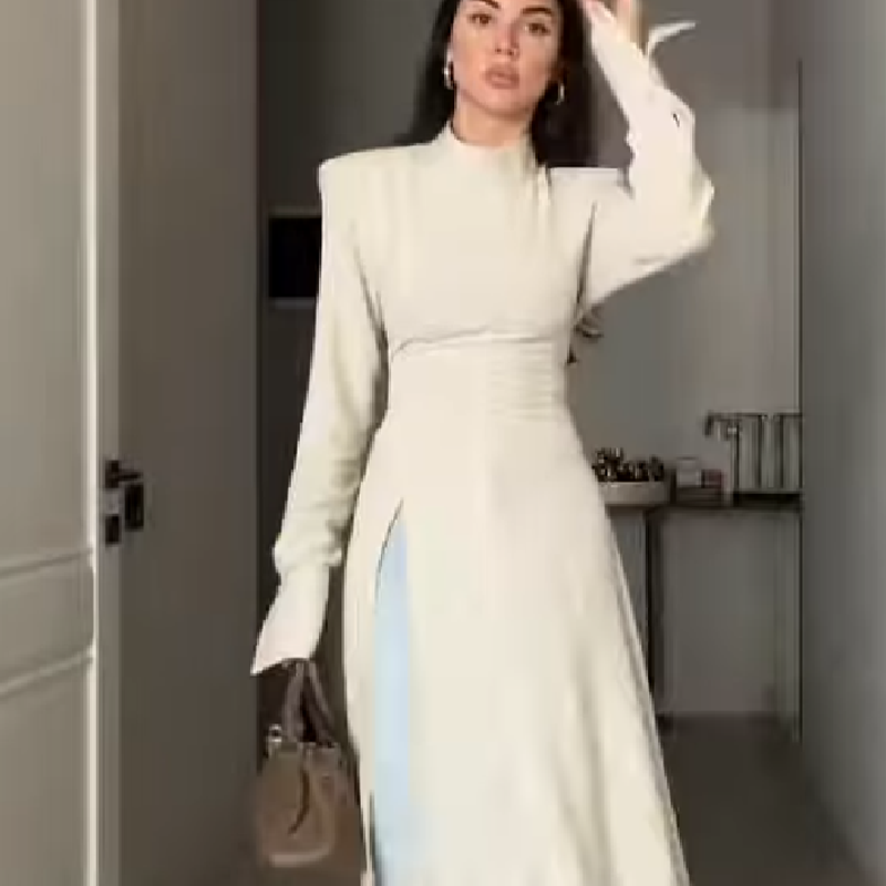 Women's Elegant High Neck Long - Women Formal Office Wear Tops avaliação e preço