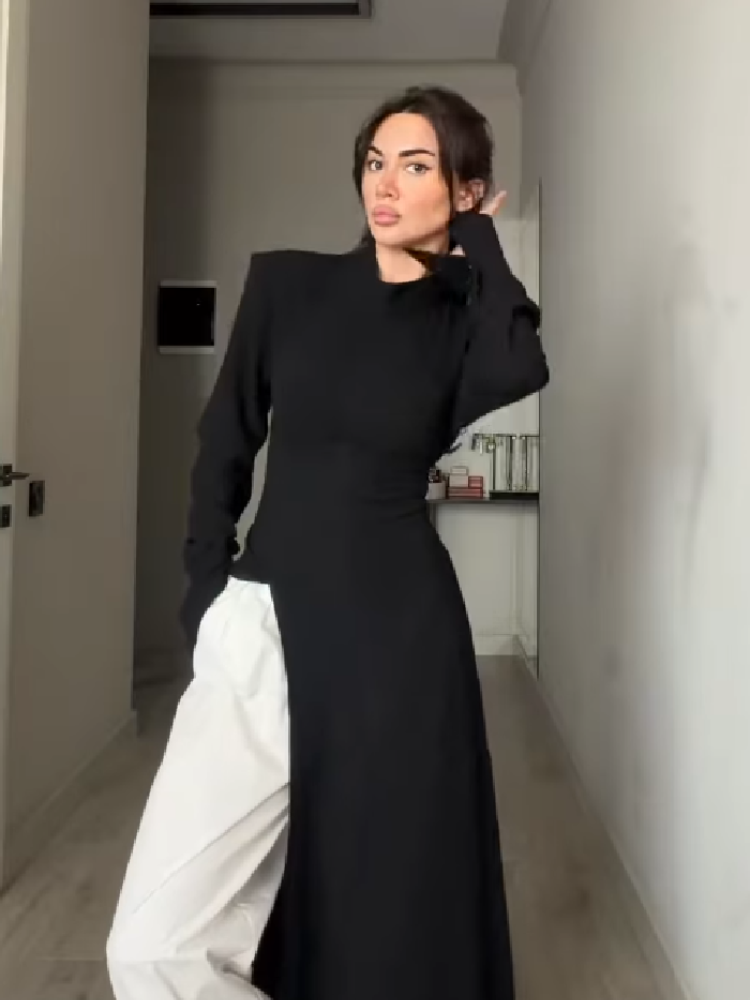 Women's Elegant High Neck Long - Women Formal Office Wear Tops avaliação e preço