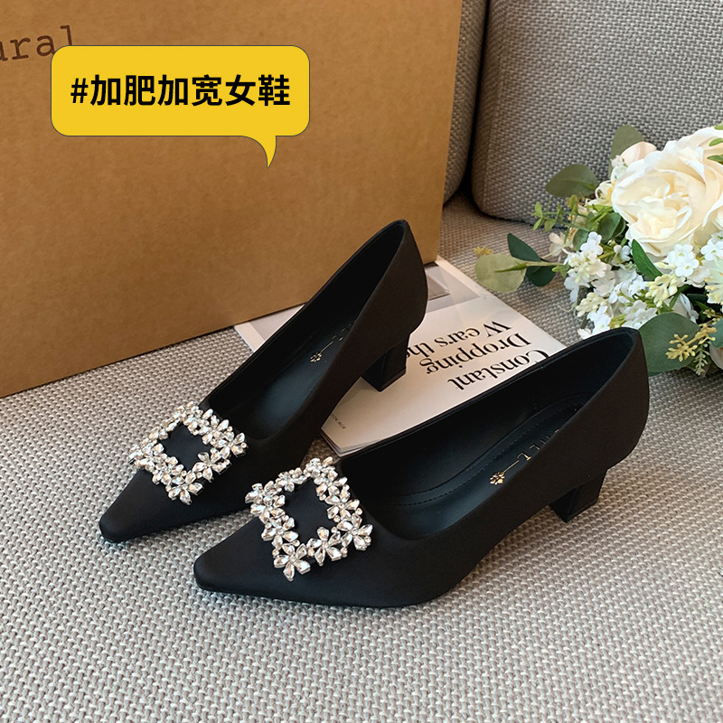 Black Satin Pointed Toe Pumps  - Women Formal Wear Heels avaliação e preço