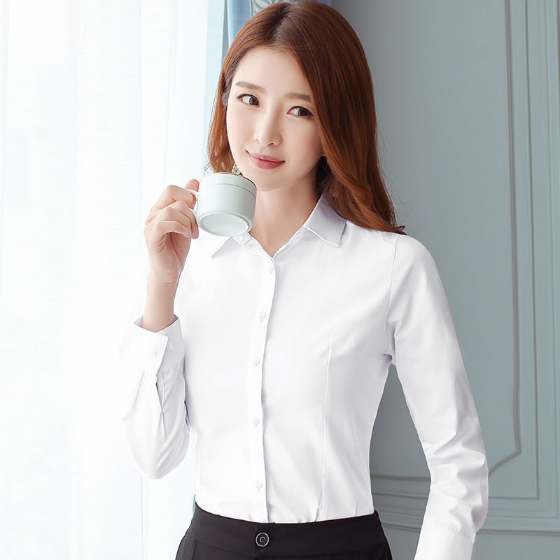 Korean Slim Black White Blouse - Women Formal Wear Shirts avaliação e preço