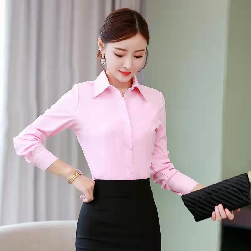 Korean Slim Black White Blouse - Women Formal Wear Shirts avaliação e preço