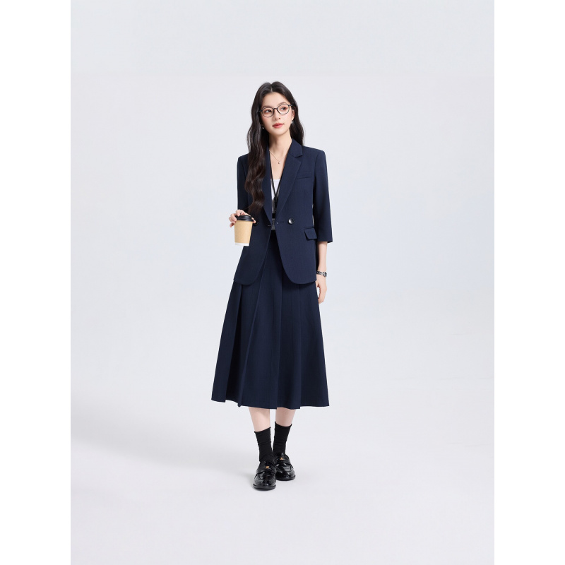 Navy Blue Women's Suit Set for - Women Formal Wear Shirts avaliação e preço