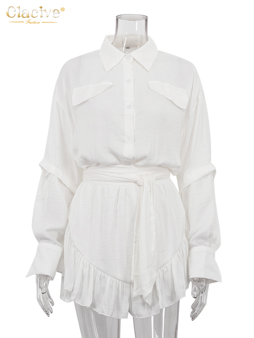 Clacive Casual Loose White 2 P - Pencil Skirt Midi avaliação e preço