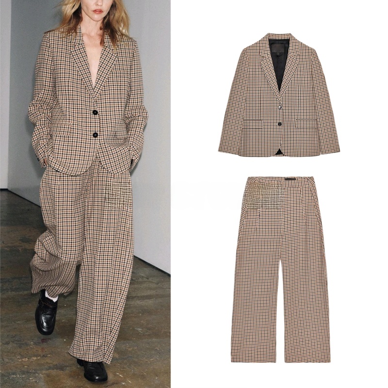 Women's Plaid Suit Jacket Long - Pencil Skirt Midi avaliação e preço