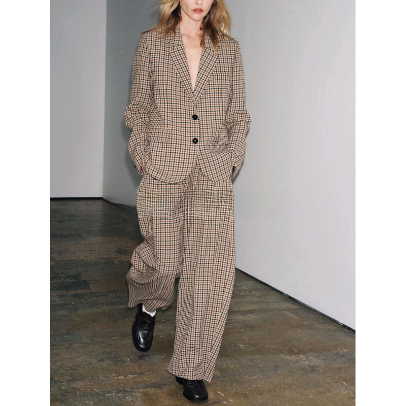 Women's Plaid Suit Jacket Long - Pencil Skirt Midi avaliação e preço