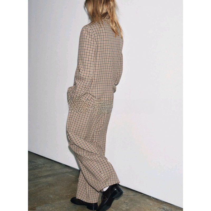 Women's Plaid Suit Jacket Long - Pencil Skirt Midi avaliação e preço