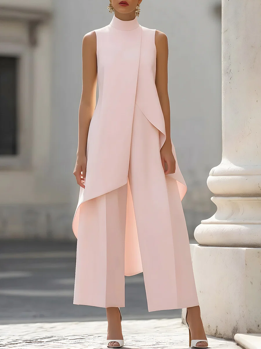 Sleeveless High Neck Asymmetri - Women'S Formal Wear With Pants avaliação e preço