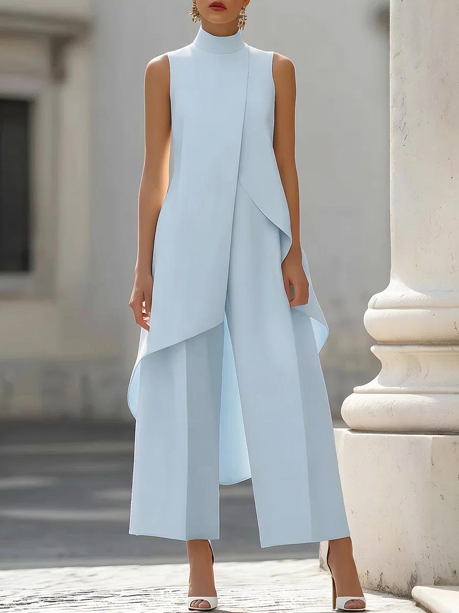 Sleeveless High Neck Asymmetri - Women'S Formal Wear With Pants avaliação e preço