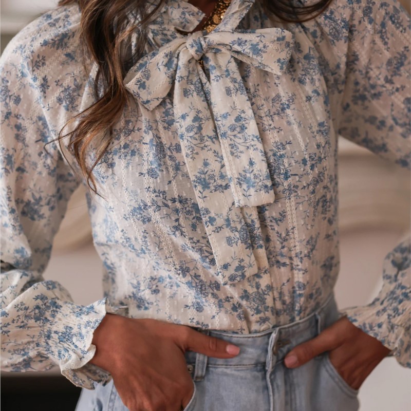 Womens Wear Bow Fashion Printe - Women Formal Office Wear Tops avaliação e preço