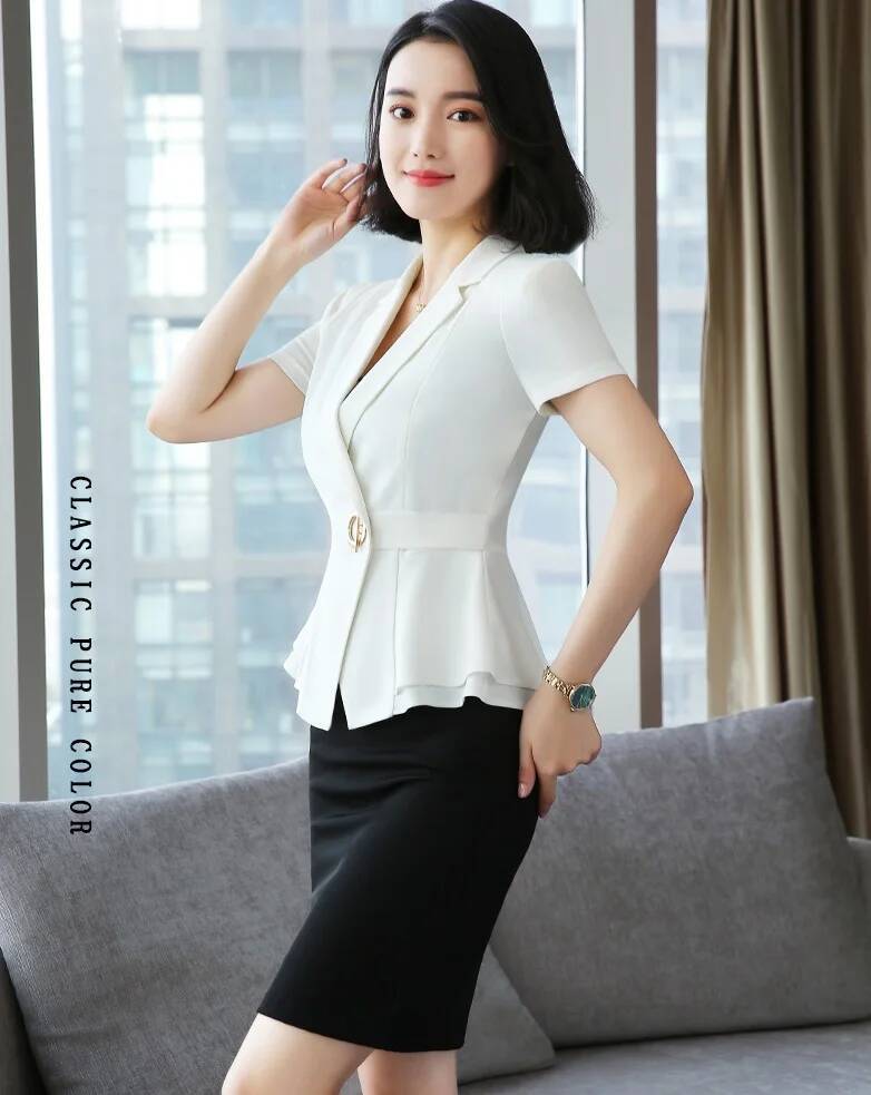 Formal Uniform Styles Blazers  - Women Formal Office Wear Tops avaliação e preço